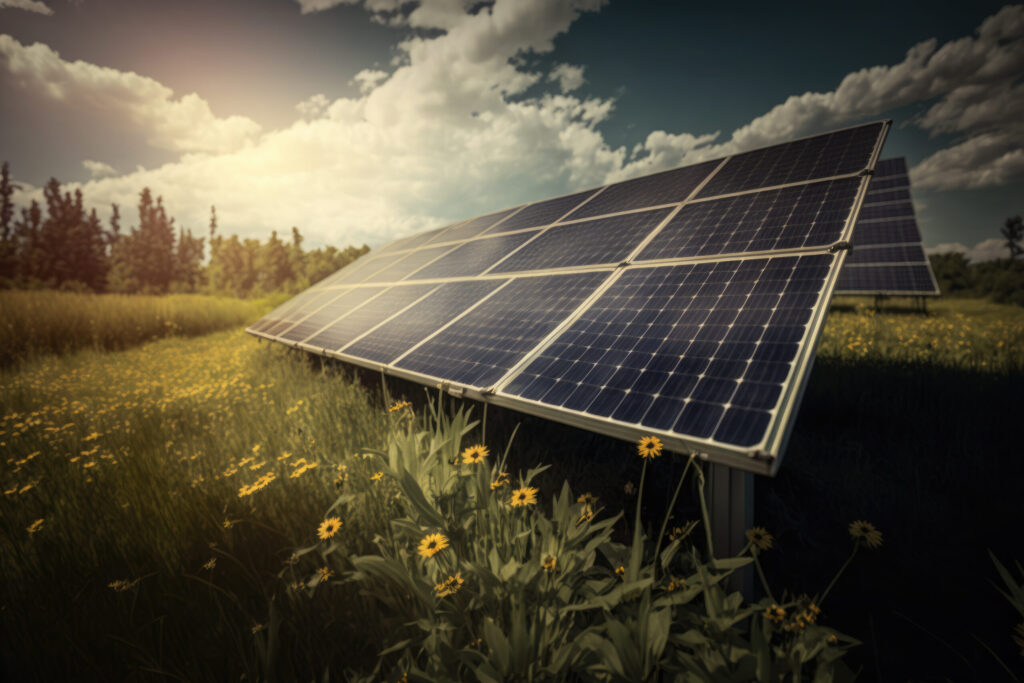 Top solar companies in Kerala delivering efficient solar panel installations in open fields, generating clean energy under bright sunlight