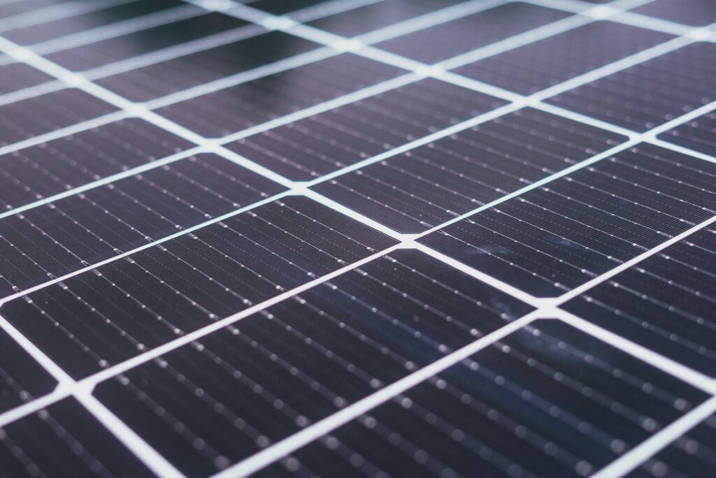 Close-up view of solar panel cells highlighting hybrid solar technology by solar companies in Ernakulam